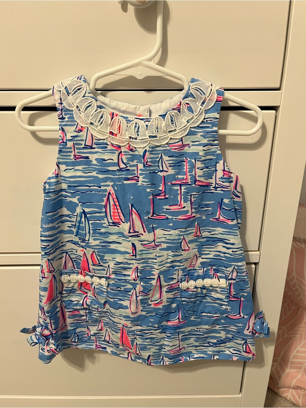 Lilly Pulitzer Blue Pink Sailboat Print Sleeveless Dress